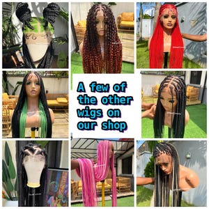 Bleached knots medium Knotless box braids wig for black women cornrows wig cornrow faux locs dreadlocks human hair lace tribal braided wigs image 7