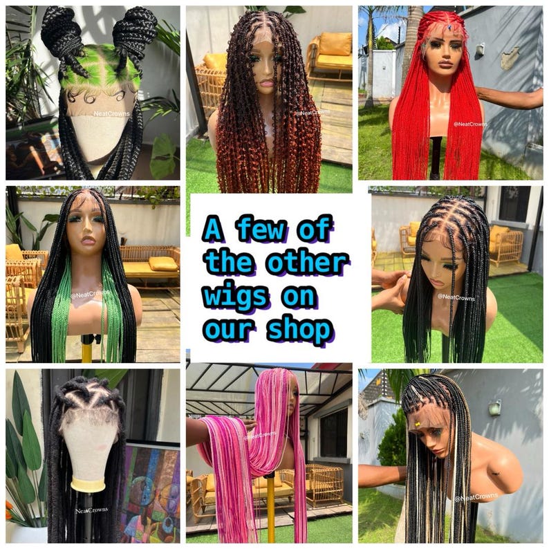 Bleached knots medium Knotless box braids wig for black women cornrows wig cornrow faux locs dreadlocks human hair lace tribal braided wigs image 7
