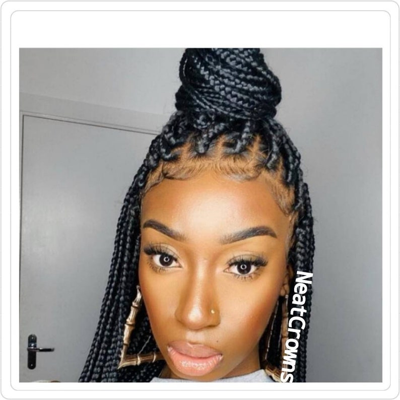 Medium knotless box braids wig for black women cornrows wig cornrow wigs faux locs dreadlocks lace wig tribal braided wig passion twists red 