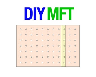 May include: DIY MFT, a white board with a grid of small circles, a yellow vertical line separates the board into two sections.