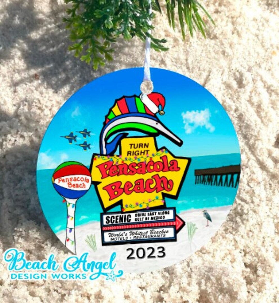 Pensacola Beach Christmas Ornament 2023 Local Artist Etsy