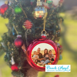 Personalized Ornament Christmas Photo ornament round ball shatterproof ornament plastic