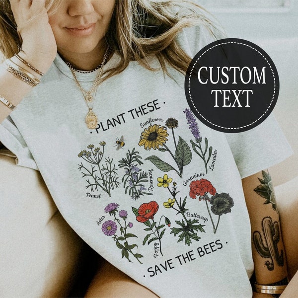 Honey Bee Wildflower Shirt, Plant These Save the Bees Shirt for Bee Lover, Honey Bee Tshirt For Spring, Protect Our Pollinators Spring Tee