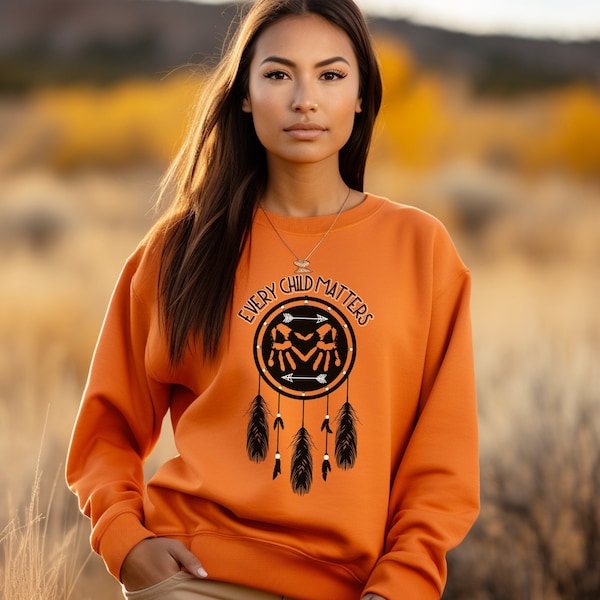 Every Child Matters Sweatshirt, Residential School Awareness shirt, orange shirt day dream catcher shirt, Indigenous Canada, orange sweater