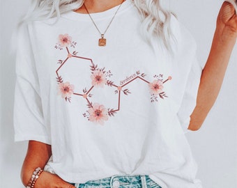 Serotonin Molecule Flower Shirt For Positivity Self Care T-shirt For Happiness, Be Happy Tshirt for Mental Health Awareness Tee, Floral