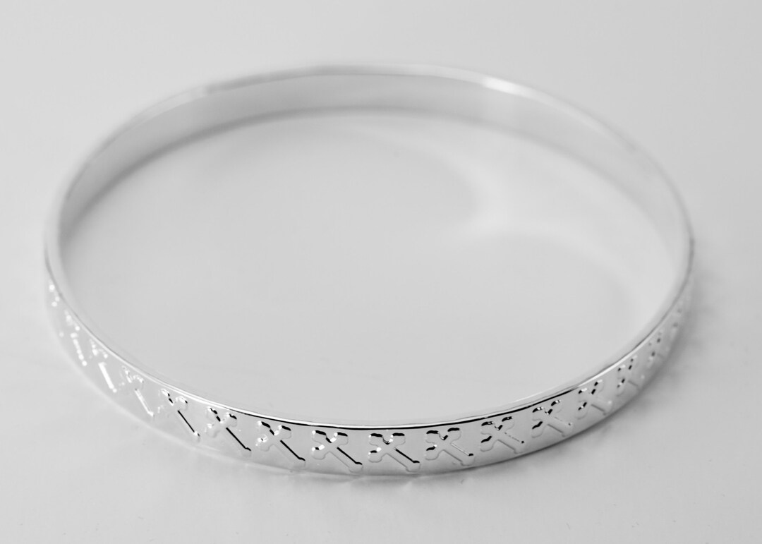 Cross Silver Bangle, Silver Cross Bracelet - Made in New