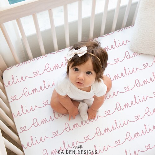 Heart Personalized Crib Sheet Fitted Crib Sheet Crib Etsy