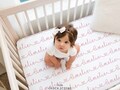 Custom Name Crib Sheet: Personalized Baby Nursery Bedding (Standard or Mini)