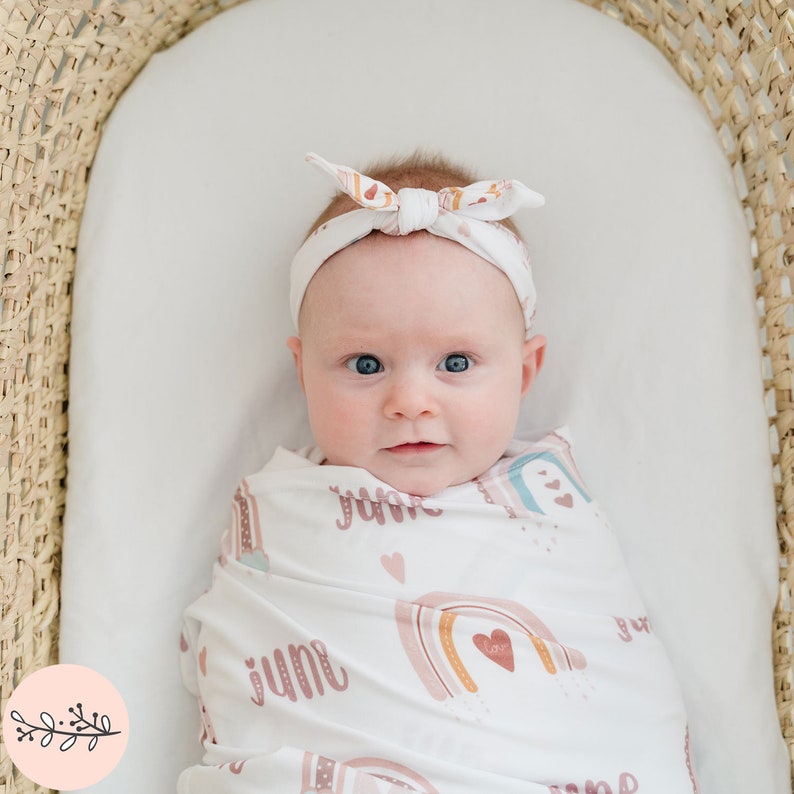 Boho Rainbow Swaddle Blanket Custom Baby Swaddle Newborn Etsy