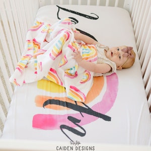 Rainbow Personalized Crib Sheet