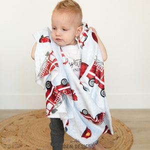 Firetruck Personalized Baby Blanket: Soft Minky Fleece