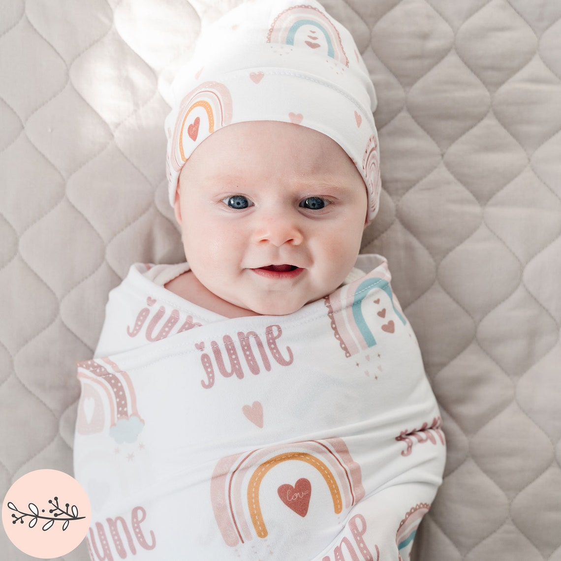 Boho Rainbow Swaddle Blanket Custom Baby Swaddle Newborn Etsy