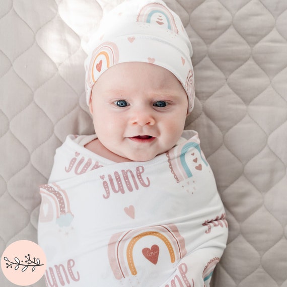 Boho Rainbow Swaddle Blanket Custom Baby Swaddle Newborn Etsy