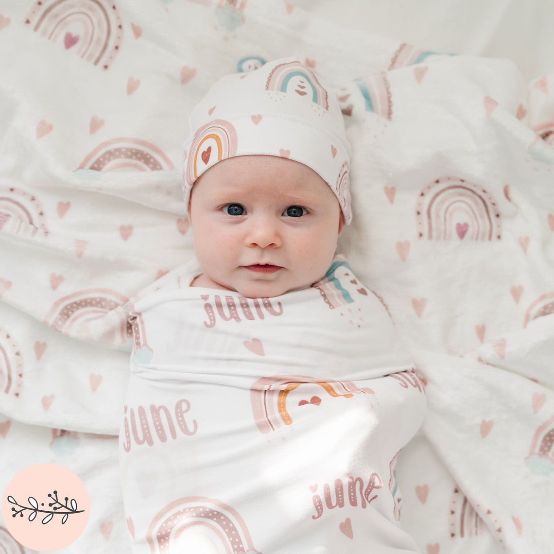 Boho Rainbow Swaddle Blanket Custom Baby Swaddle Newborn Etsy