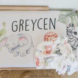 Safari Animals Personalized Crib Sheet