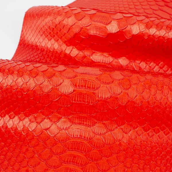 Scarlet Red ITALIAN genuine SNAKE AYERS (non Cites) leather skin