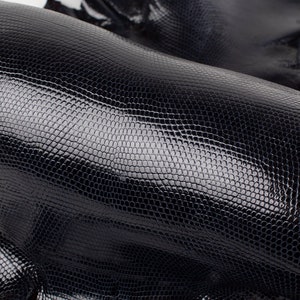 Dark Blue Graphite ITALIAN genuine IGUANA lizard leather (non Cites) glossy skin (2)