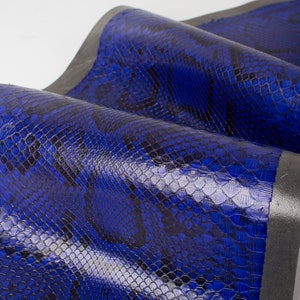 Bleu/Noir ITALIEN véritable SNAKE AYERS (non Cites) cuir (sur doublure en tissu) peau brillante