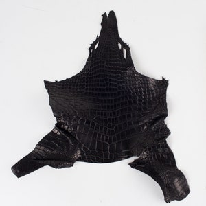ITALIAN Black genuine real REPTILE neck leather (non Cites) scraps