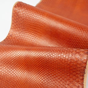 Orange foncé italien véritable SNAKE AYERS (non Cites) cuir (sur doublure de tissu) peau