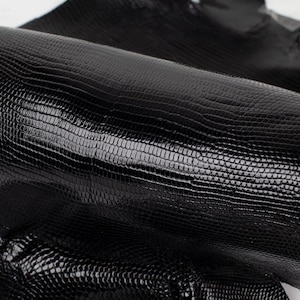 New Black ITALIAN genuine IGUANA lizard leather (non Cites) glossy skin