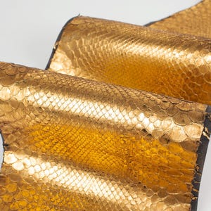 Old Bronze Vintage metallic Print (on fabric lining) ITALIAN genuine SNAKE AYERS (non Cites) leather skin