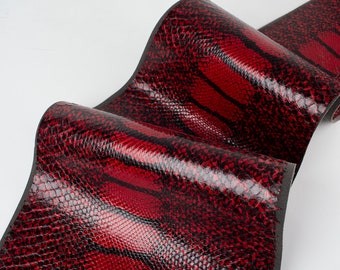 Bordeaux/Red/Black ITALIAN genuine SNAKE AYERS (non Cites) leather (on fabric lining) glossy skin