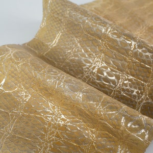 Gold embossing crocodile ITALIAN genuine SNAKE AYERS (non Cites) leather skin