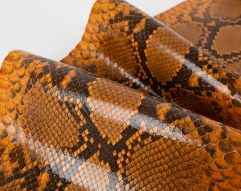 Mustard/Black Print ITALIAN genuine SNAKE AYERS (non Cites) leather glossy skin