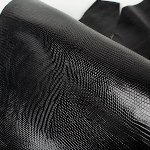 New Black ITALIAN genuine IGUANA lizard leather (non Cites) glossy skin