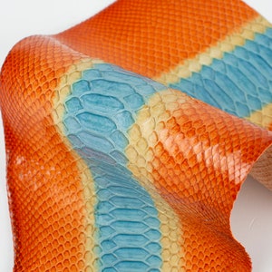 Imprimé orange/jaune/bleu, peau brillante italienne de SERPENT AYERS (non Cites)