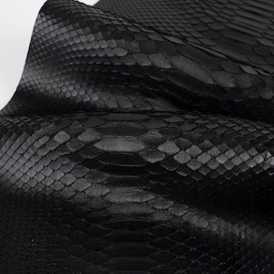 Cuir véritable noir italien SERPENT AYERS (non Cites)