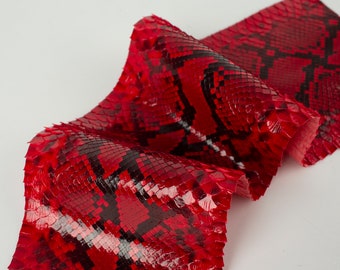 Red/Black ITALIAN genuine SNAKE leather glossy skin