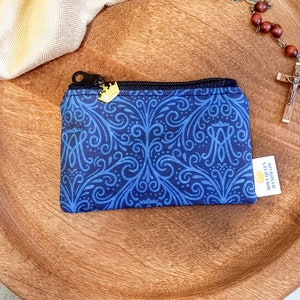Auspice Maria Print Catholic Rosary Pouch, Gift for Daughter, Gift for Mother, Stocking Stuffer, Mary Mother of God Symbol
