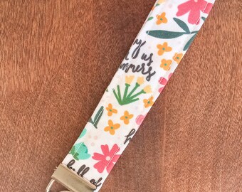 Hail Mary Flower Wristlet Key Fob | Traditional Catholic Keychain | Key Wrist Strap with Keyring for Marathons