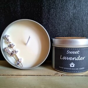 SWEET LAVENDER - Natural Eco Soy Wax Tin Container Candle