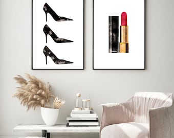 Black High Heels Art Print | Heels Art print | Watercolor Fashion Art Print | Fashion Illustration | Fashion Heels Art | Bedroom Art