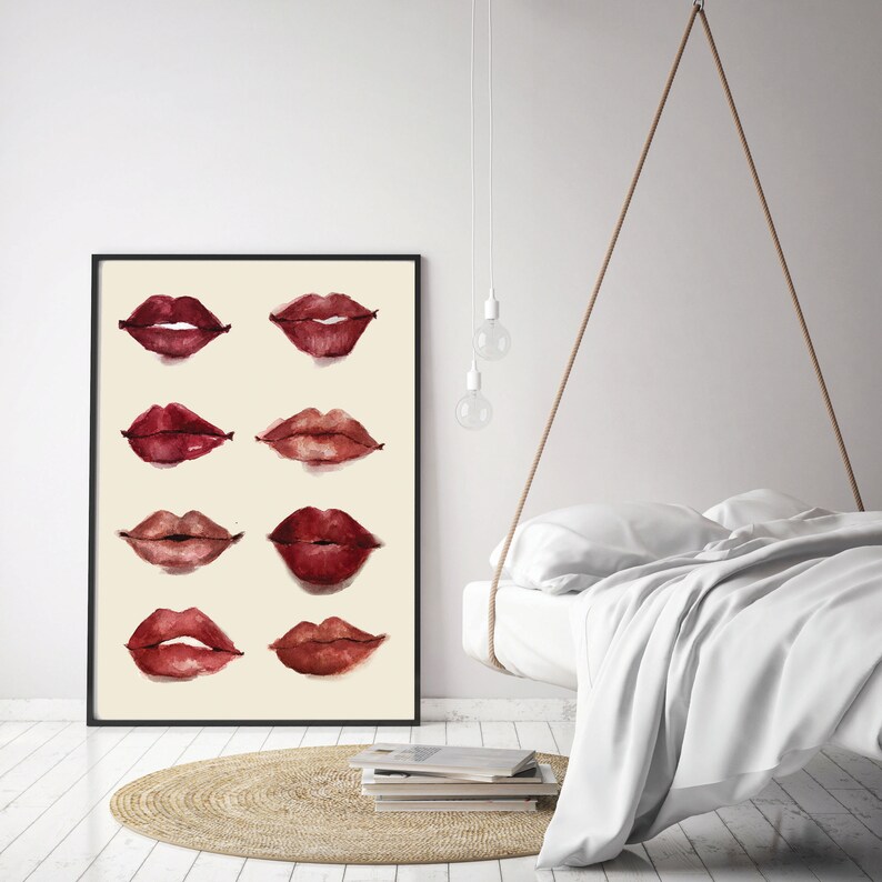 Lip Print Makeup print Home Decor Bedroom Decor Kiss | Etsy