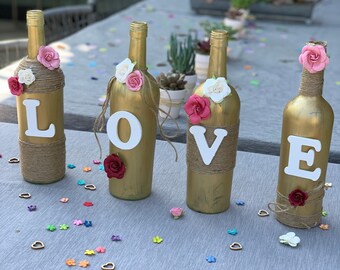Love Wine Bottle Decor Centerpiece