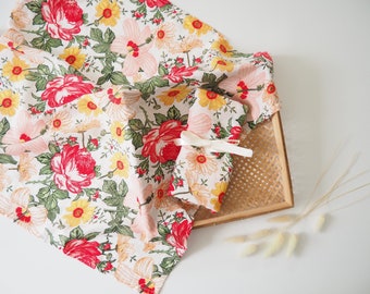 Baby muslin/ swaddle, baby girl muslin, floral pattern