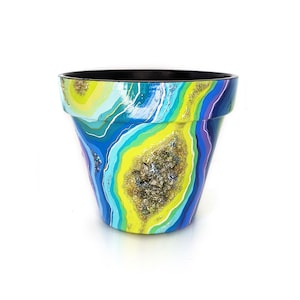 geode painted plant pot | 4.5" terracotta planter for indoor house plants