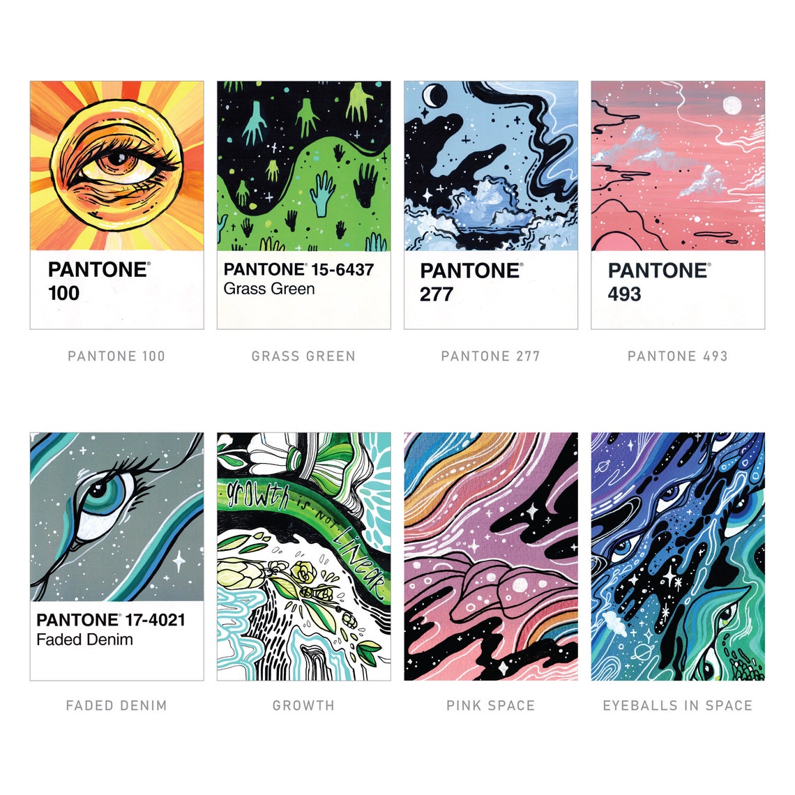 MINI ART PRINTS / postcard size illustration print cardstock Etsy