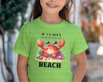 Si está de mal humor, por favor regrese a la playa. Camiseta de cangrejo. Camiseta divertida de playa. Camiseta de playa. Camisetas de fiesta en la playa. Diseño humorístico del océano.