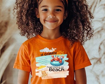 Si está de mal humor, por favor regrese a la playa. Camiseta de cangrejo. Camiseta divertida de playa. Camiseta de playa. Camisetas de fiesta en la playa. Diseño humorístico del océano.