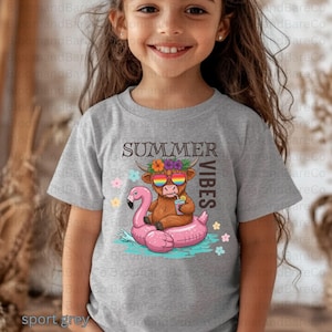 Highland Cow Summer Vibes Png| Beach Vibes Summer Sublimation| Cute Highland Cow Design| Retro Summer Sublimation Design| Baby Highland Cow