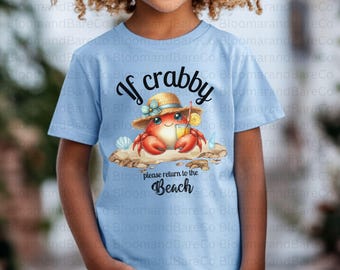 Wenn Crabby bitte zum Strand-Shirt zurückkehrt Crabby T-shirt | Lustiges Strand-Shirt | Strand-Shirt | Strand-Party-Shirts | Humorvolles Design