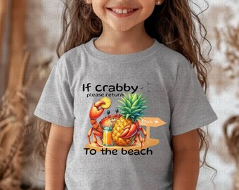 Maglietta "Se sei un granchio, torna in spiaggia" / Maglietta "Granchio" / Maglietta da spiaggia divertente / Maglietta da spiaggia / Magliette per feste in spiaggia / Disegno umoristico dell'oceano