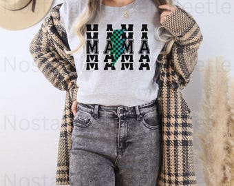 Retro Mama Lightening Bolt Shirt| Retro 90s Checkered Mom Sweatshirt| Varsity Mama Hoodie| Checkered Mom Tshirt| Mama Bolt Shirt| Mom Tee