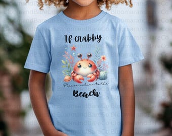 Si está de mal humor, por favor regrese a la playa. Camiseta de cangrejo. Camiseta divertida de playa. Camiseta de playa. Camisetas de fiesta en la playa. Diseño humorístico del océano.