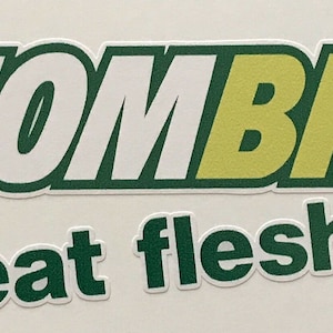 Zombie eat Flesh 5x2&quot; full color vinyl die-cut decal water / weather proof horror